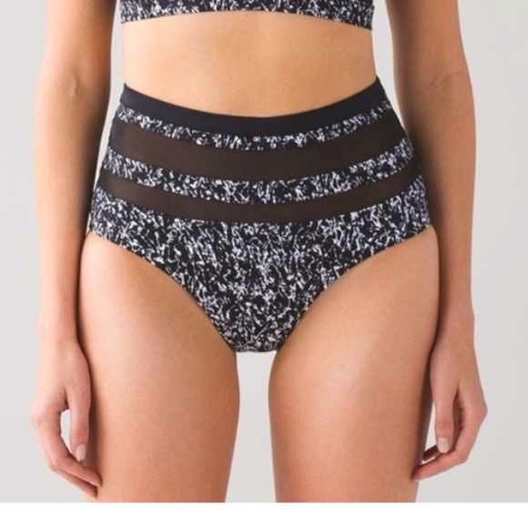 Lululemon 6 title flow full bottom black white bathing suit bikini bottom - Picture 1 of 10